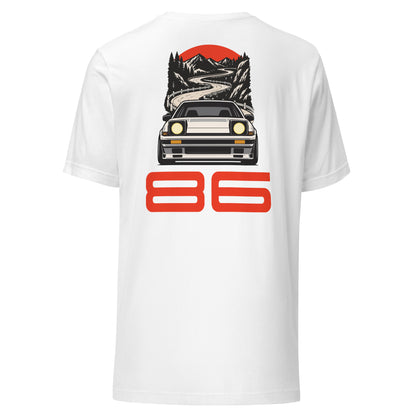 Touge Run Tee, White back view — Marque automotive apparel