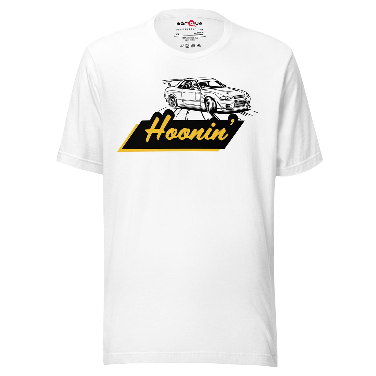 Hoonin' Tee — Sideways by Choice graphic t-shirt, White front view — Marque automotive apparel