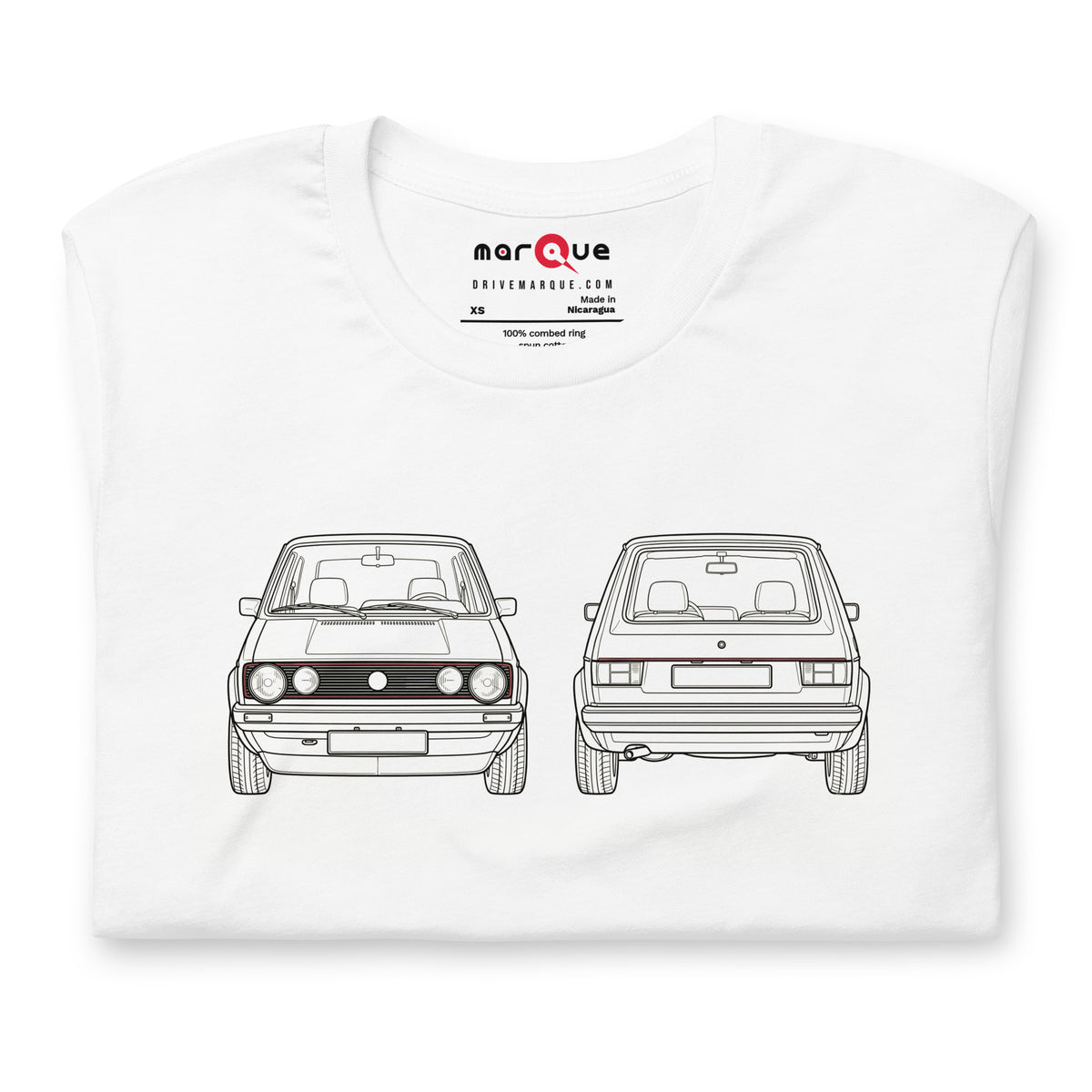Mk1 Hot Hatch Tee — Where It Started graphic t-shirt, White front view (4) — Marque automotive apparel