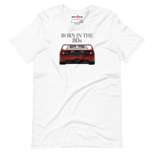 Born in the 80s 200 mph Club tee, White front view — Marque automotive apparel
