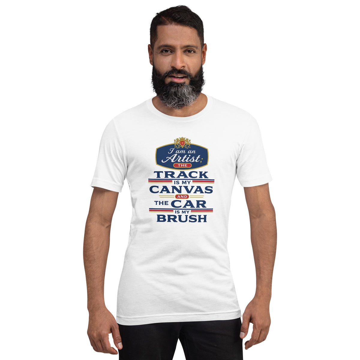 The Track Is My Canvas Tee, White front view (3) — Marque automotive apparel