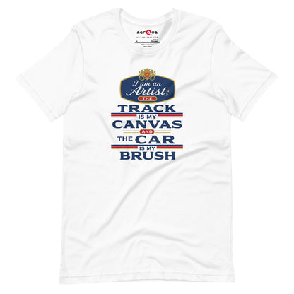 The Track Is My Canvas Tee, White front view — Marque automotive apparel