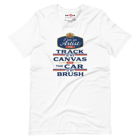 The Track Is My Canvas Tee, White front view — Marque automotive apparel