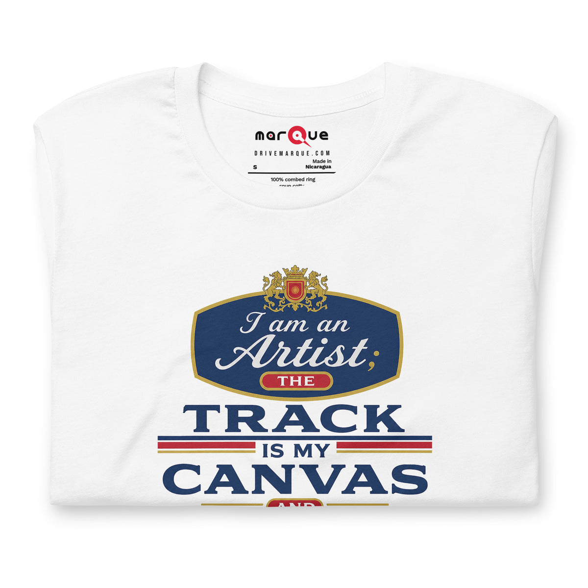 The Track Is My Canvas Tee, White front view (2) — Marque automotive apparel