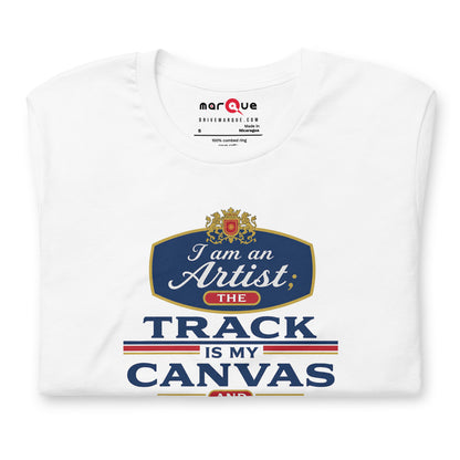 The Track Is My Canvas Tee, White front view (2) — Marque automotive apparel