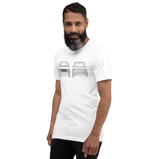 Mk1 Hot Hatch Tee — Where It Started graphic t-shirt, White front view — Marque automotive apparel