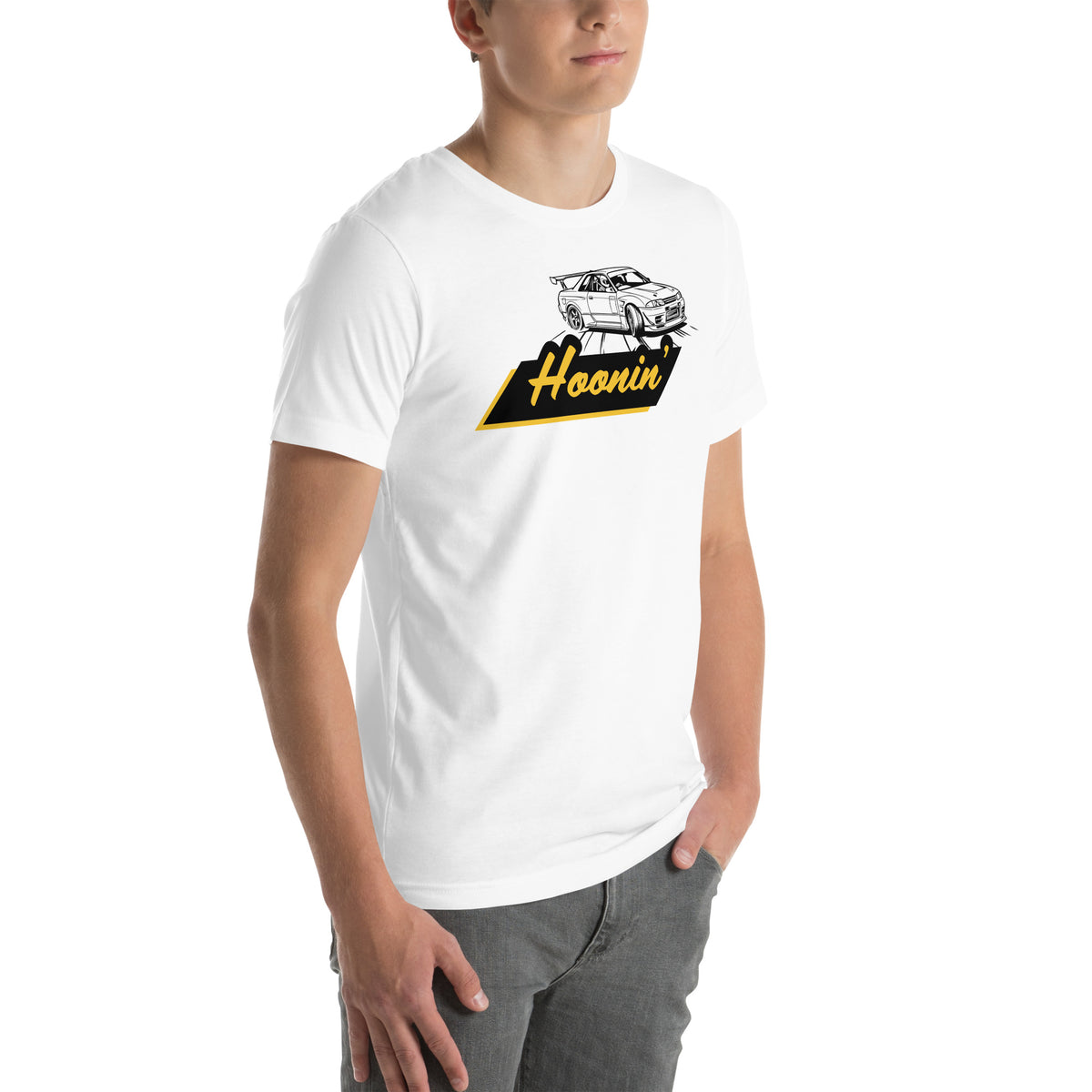 Hoonin' Tee — Sideways by Choice graphic t-shirt, White front view (2) — Marque automotive apparel
