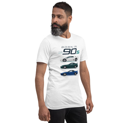 Born in the 90s tee, White front view — Marque automotive apparel (2)