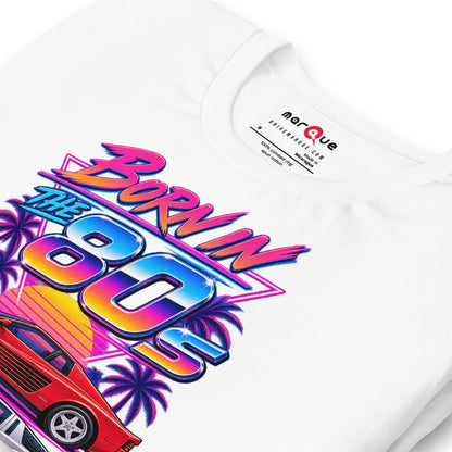 Born in the 80s tee, White print detail — Marque automotive apparel