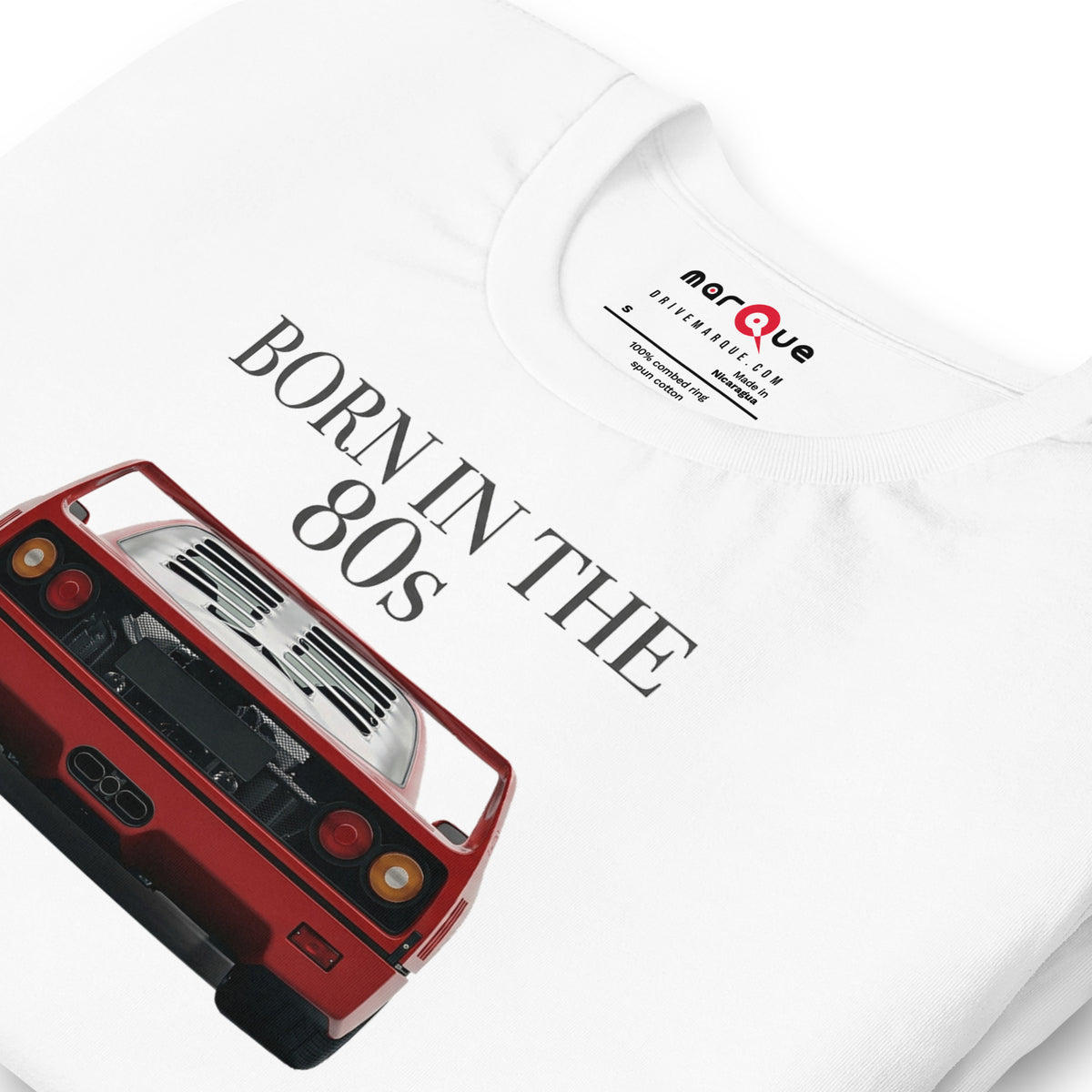 Born in the 80s 200 mph Club tee, White print detail — Marque automotive apparel