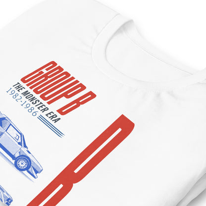 Print detail on white: crisp red lettering against the blue silhouettes